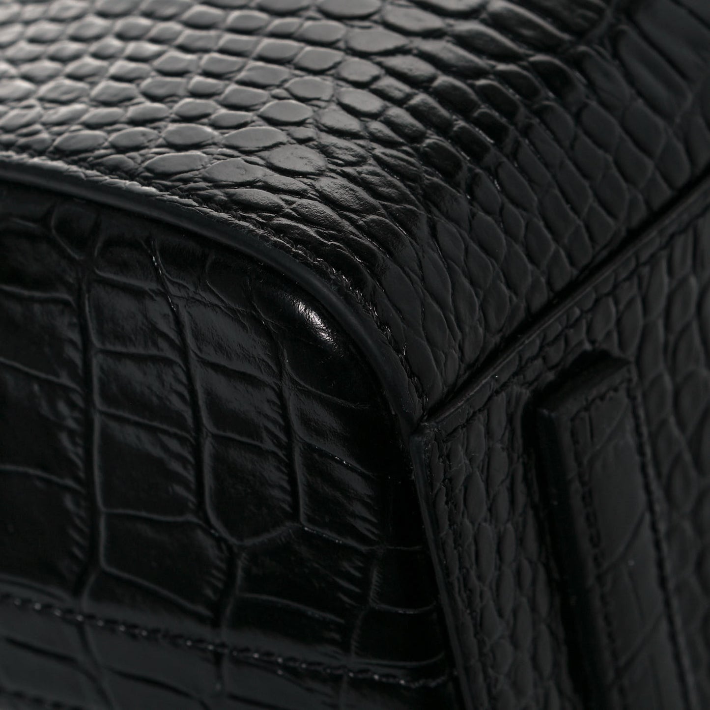 Calfskin Crocodile Embossed Mini Antigona Black