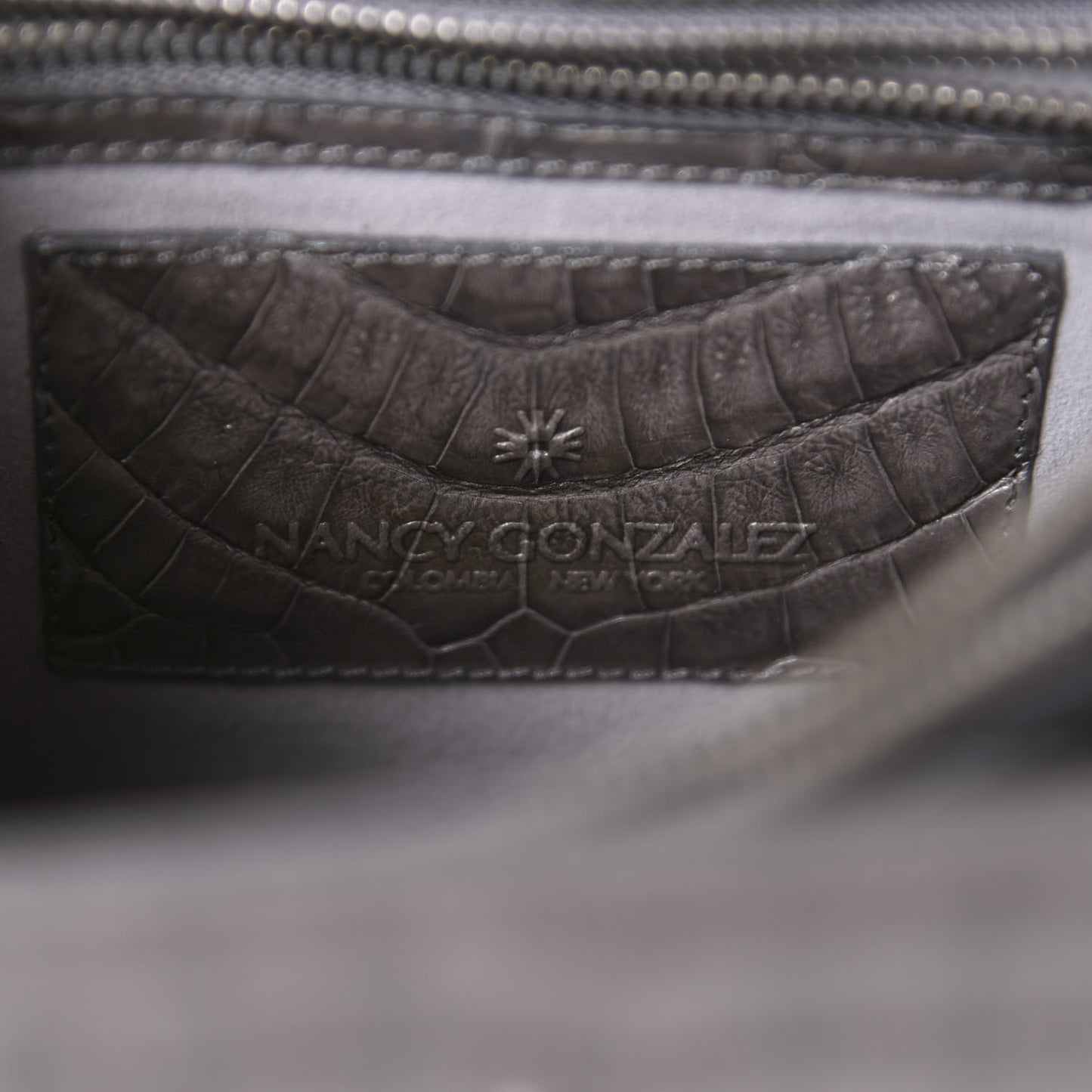 Crocodile Top Handle Shoulder Bag Grey