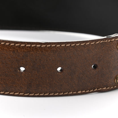 Gucci Nylon Calfskin Double G Web Belt 80 32 Green Red Cuir 4 of 9