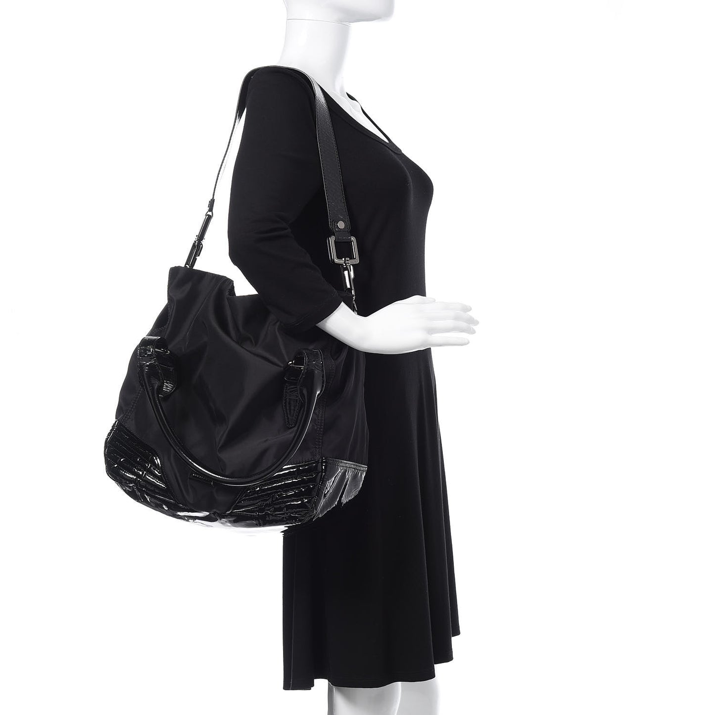 Nylon Patent Tote Black
