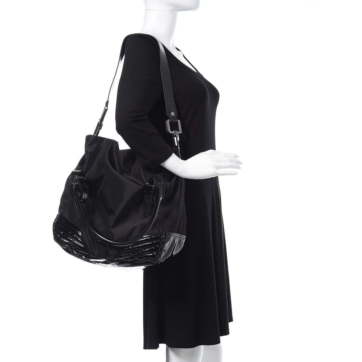 Burberry Nylon Patent Tote Black 2 of 9