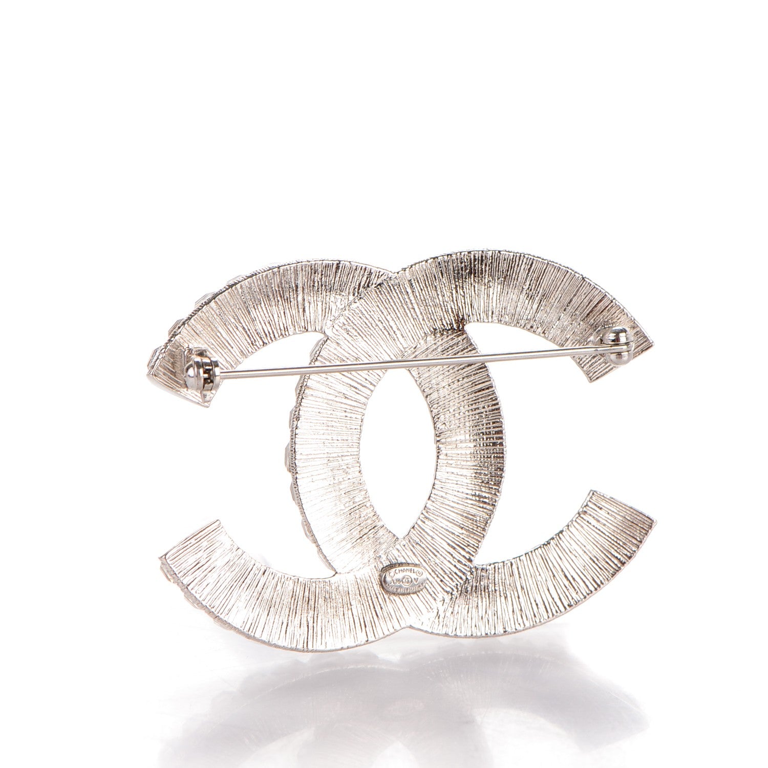 Chanel Baguette Crystal CC Brooch Silver 3 of 4