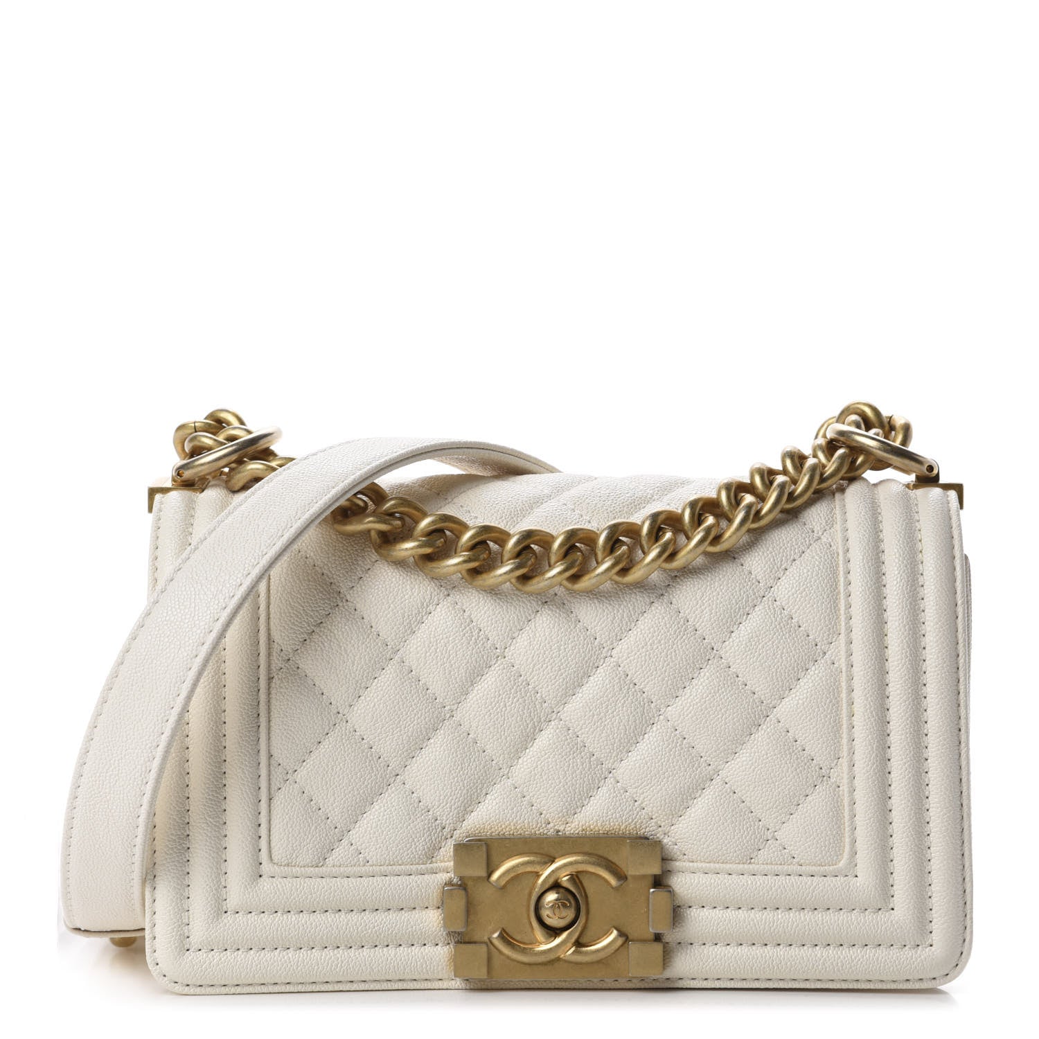 Chanel Caviar Quilted Small Boy Flap White 1 of 11