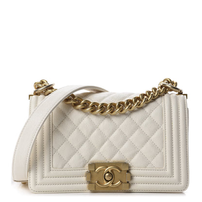 Chanel Caviar Quilted Small Boy Flap White 1 of 11
