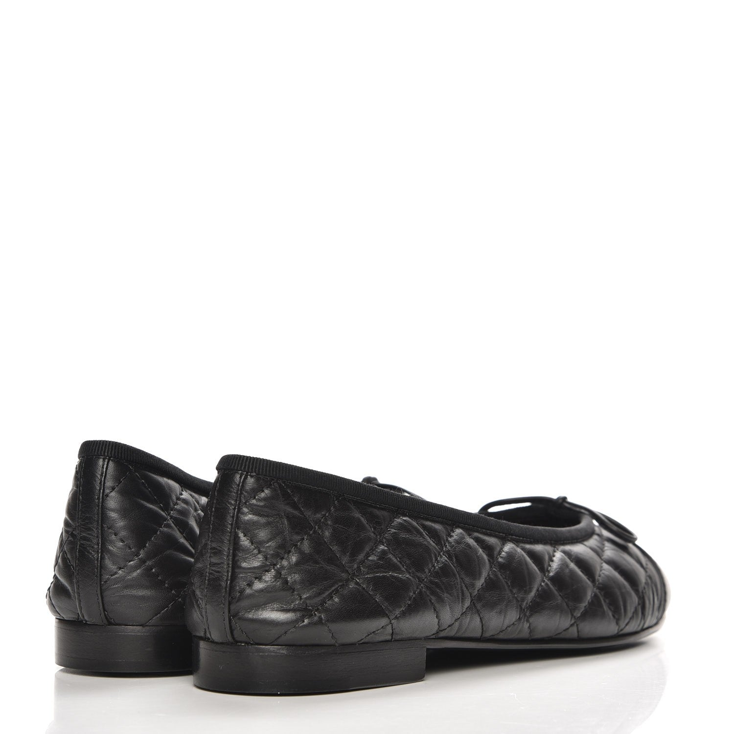 Chanel Aged Calfskin Quilted Cap Toe Ballerina Flats 39.5 Black 4 of 9