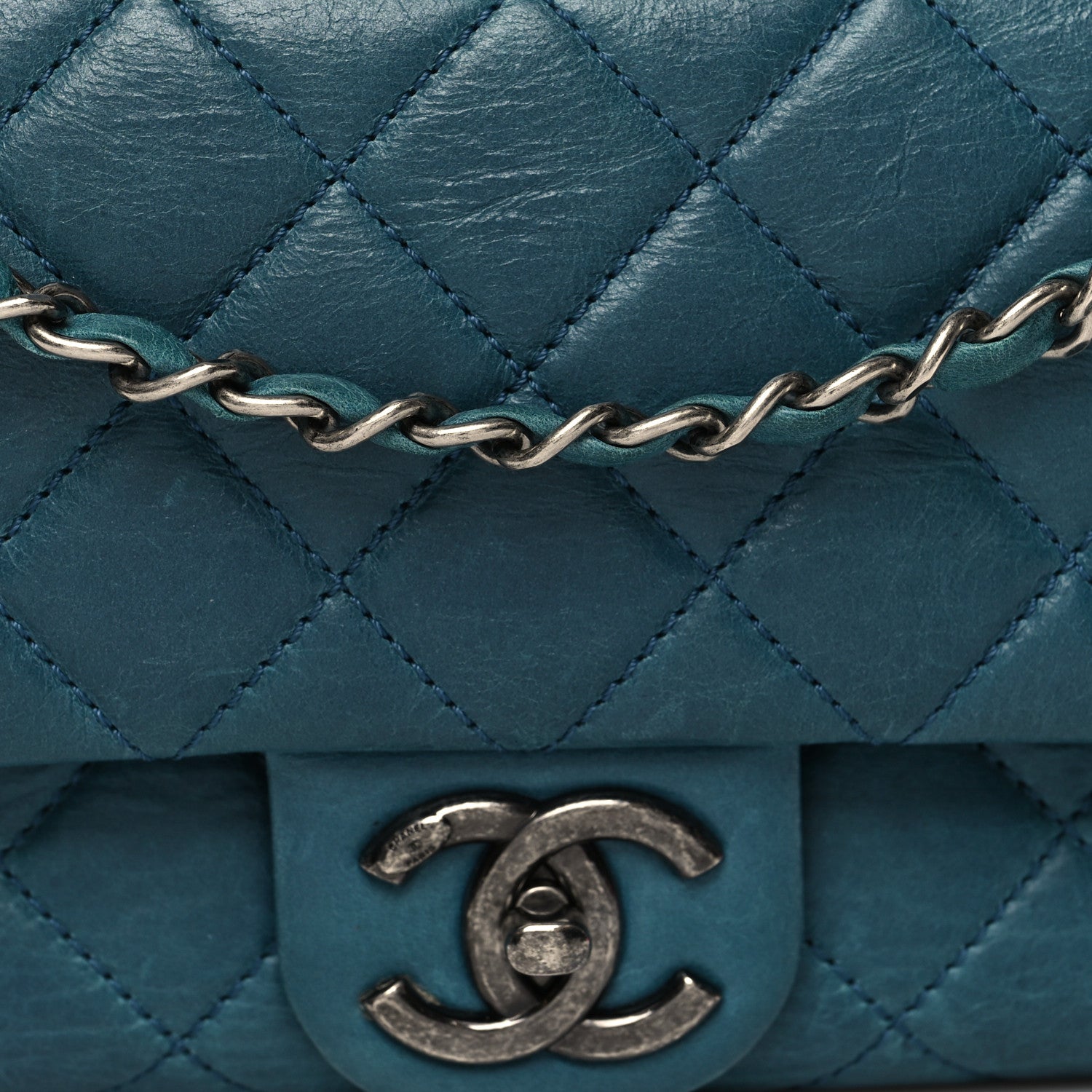 Chanel Calfskin Quilted Large Single Flap Bleu 10 of 13