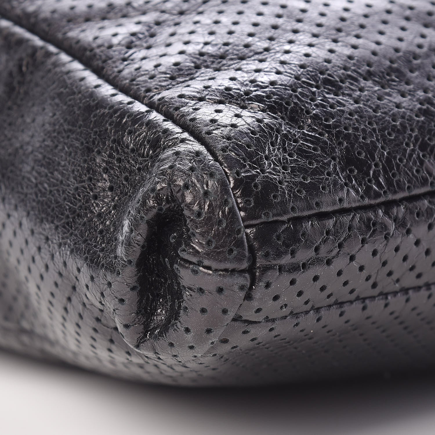 Chanel Metallic Crackled Calfskin Perforated Drill Shoulder Bag Black 11 of 13