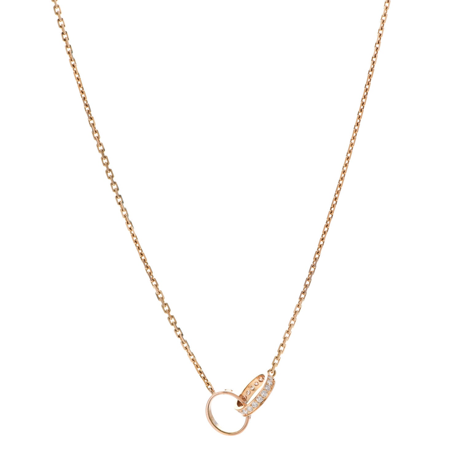 Cartier 18K Pink Gold Diamond Interlocking LOVE Necklace 1 of 6