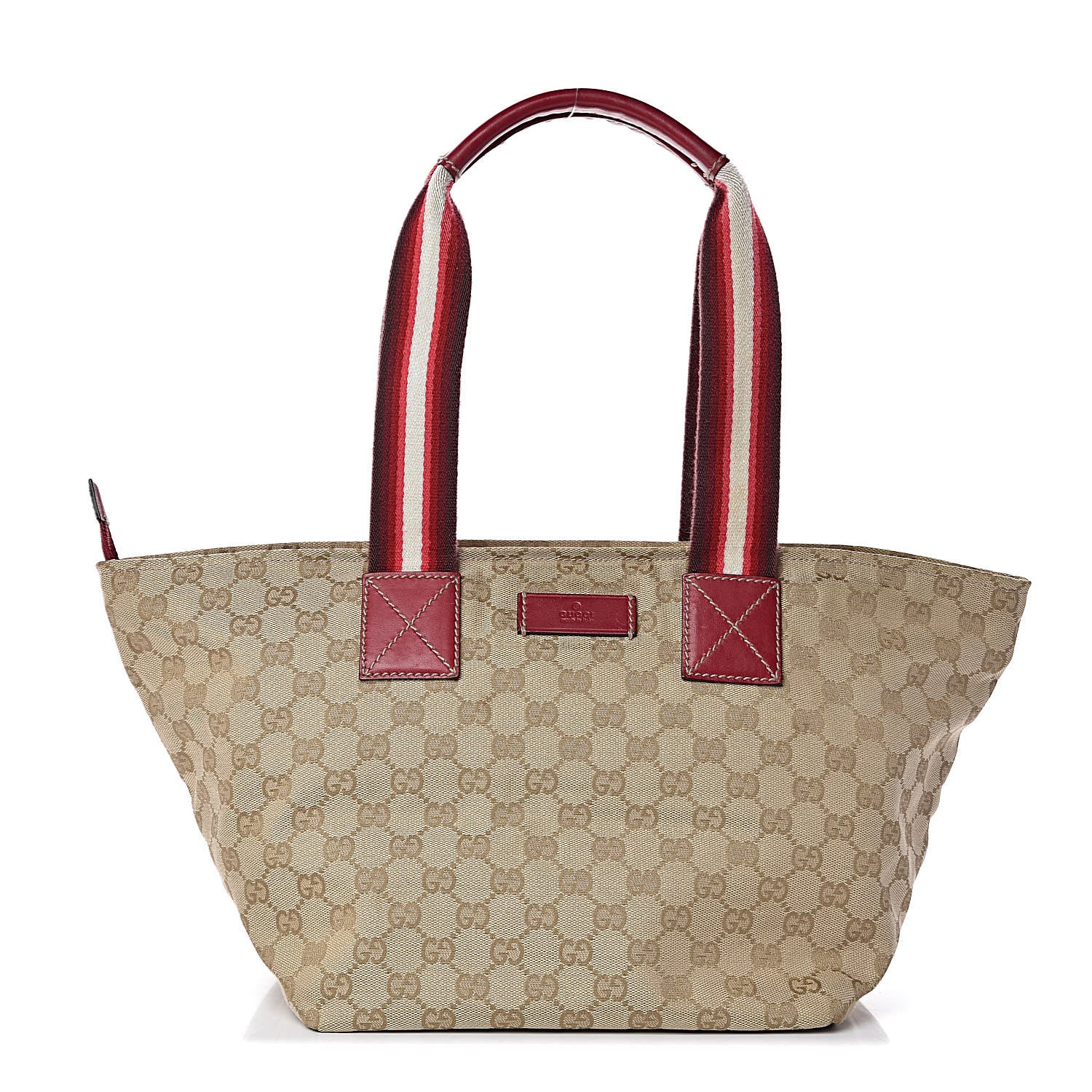 Gucci GG Monogram Medium Web Handle Bucket Tote Red White 1 of 11