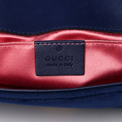 Gucci Velvet Matelasse Mini GG Marmont Shoulder Bag Cobalt Blue 6 of 10