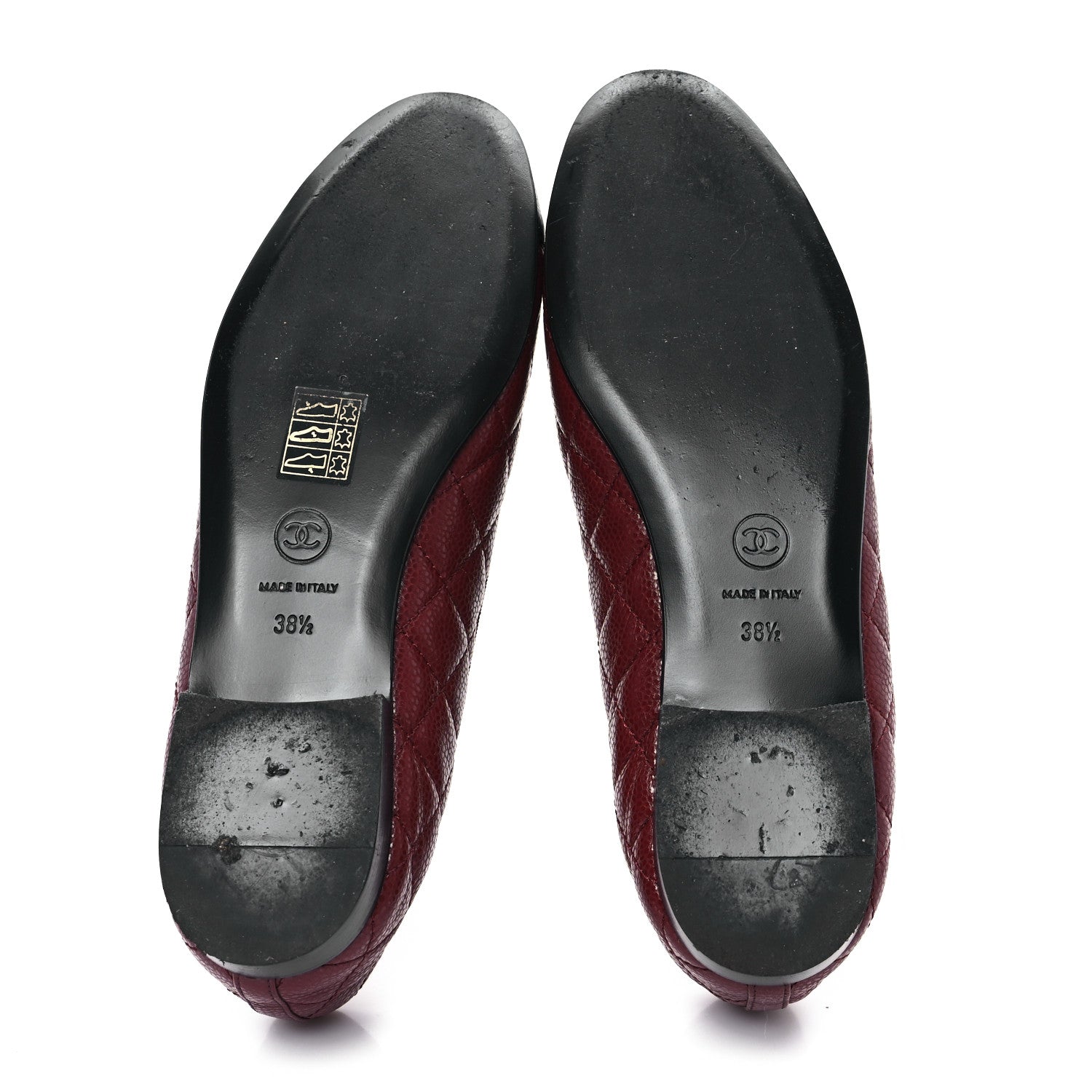 Chanel Caviar Quilted CC Cap Toe Ballerina Flats 38.5 Black Red 6 of 10