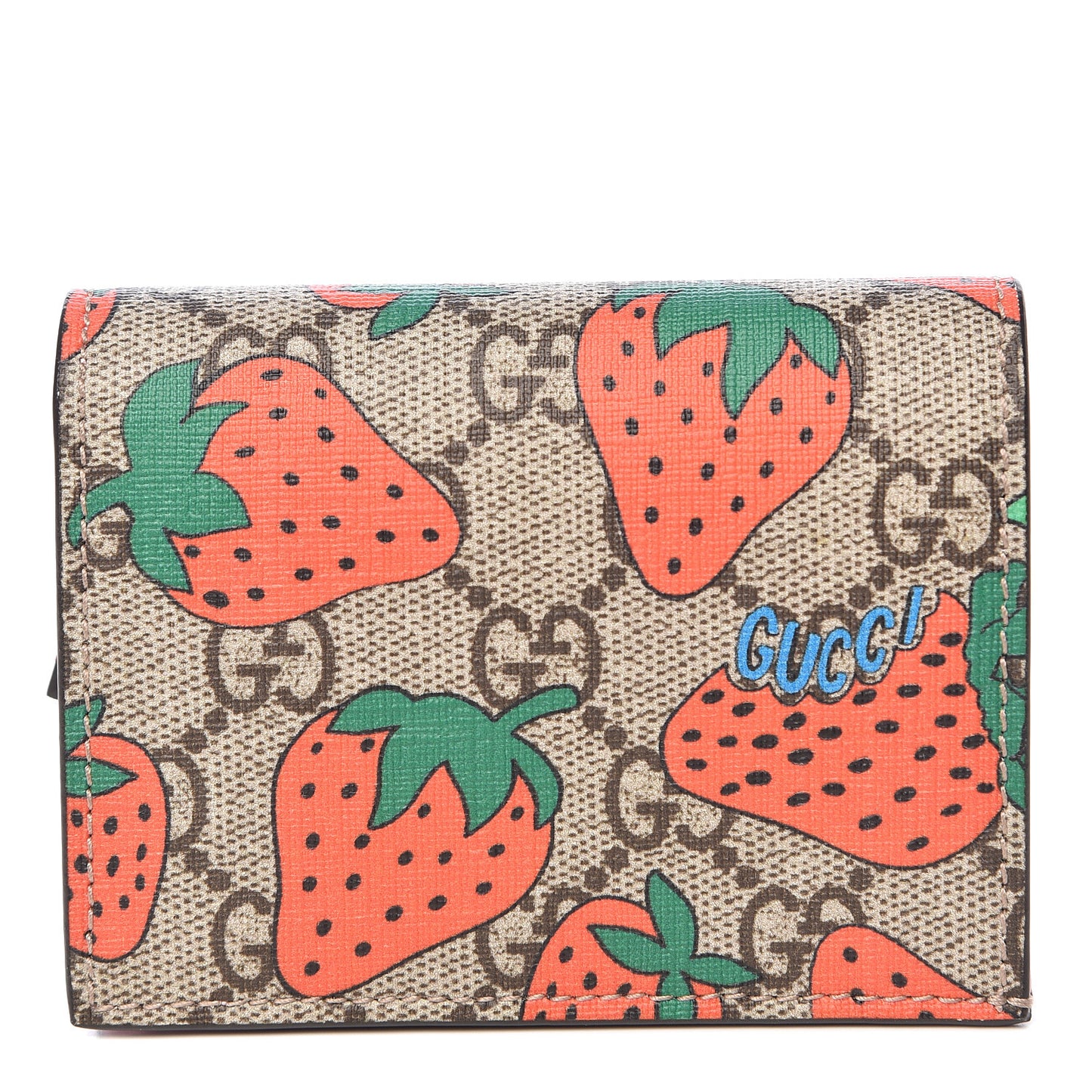 GG Supreme Monogram Strawberry Card Case