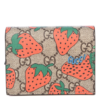 Gucci GG Supreme Monogram Strawberry Card Case 1 of 7