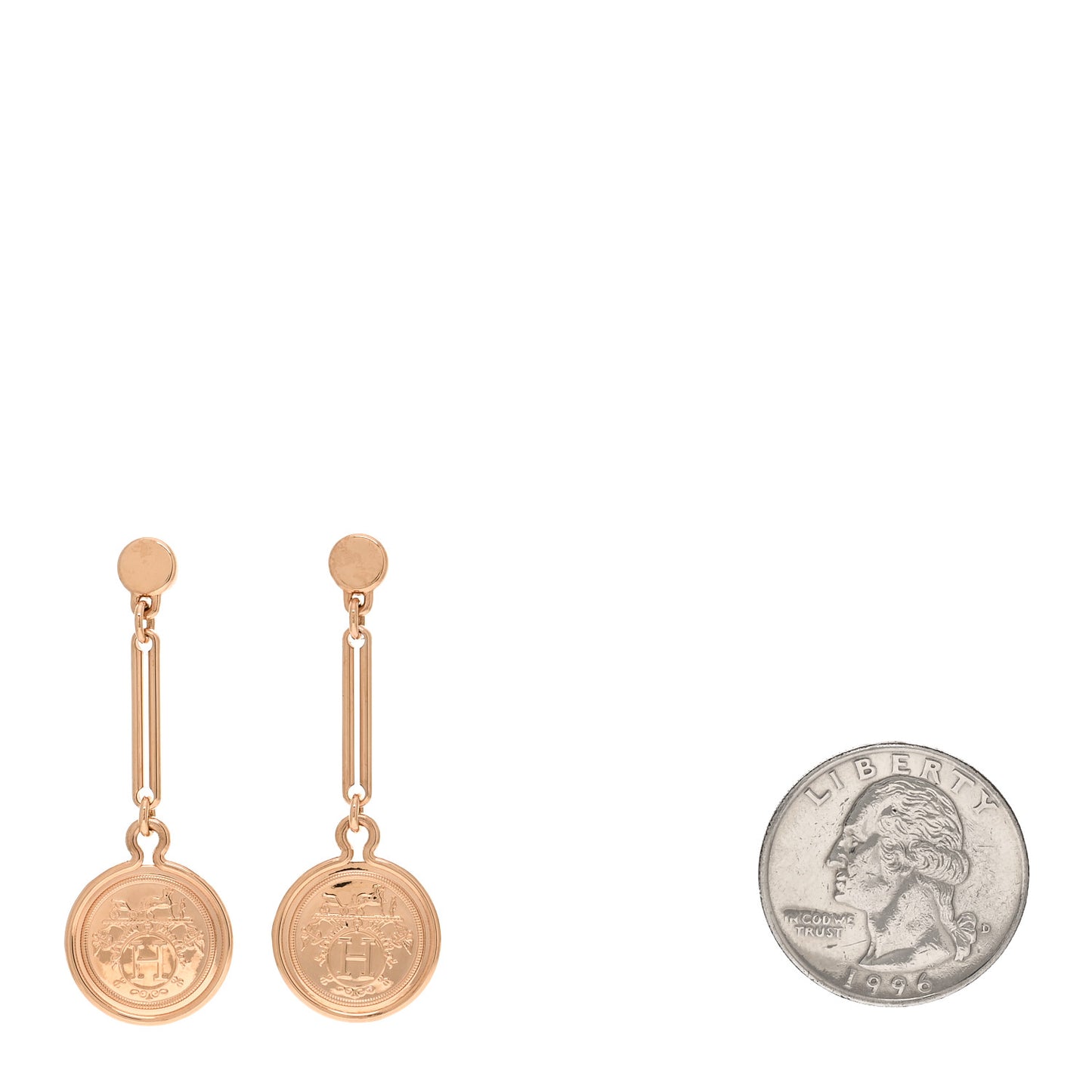 18K Rose Gold PM Ex-Libris Drop Earrings