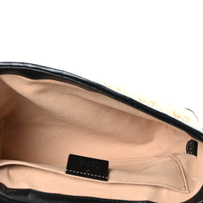 Gucci Monogram Matelasse Diagonal Mini GG Marmont Shoulder Bag Beige Black 5 of 9