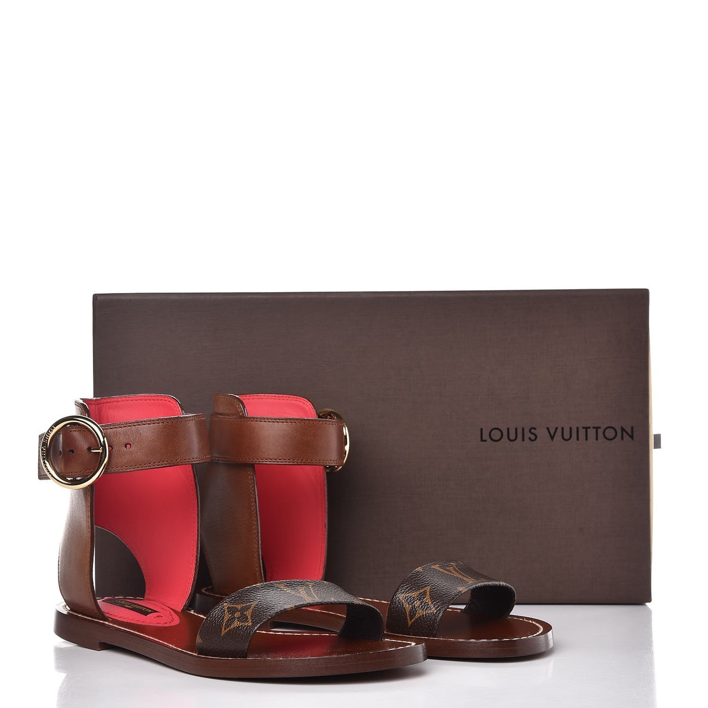 Calfskin Monogram Ocean Drive Flat Sandals 36 Cognac