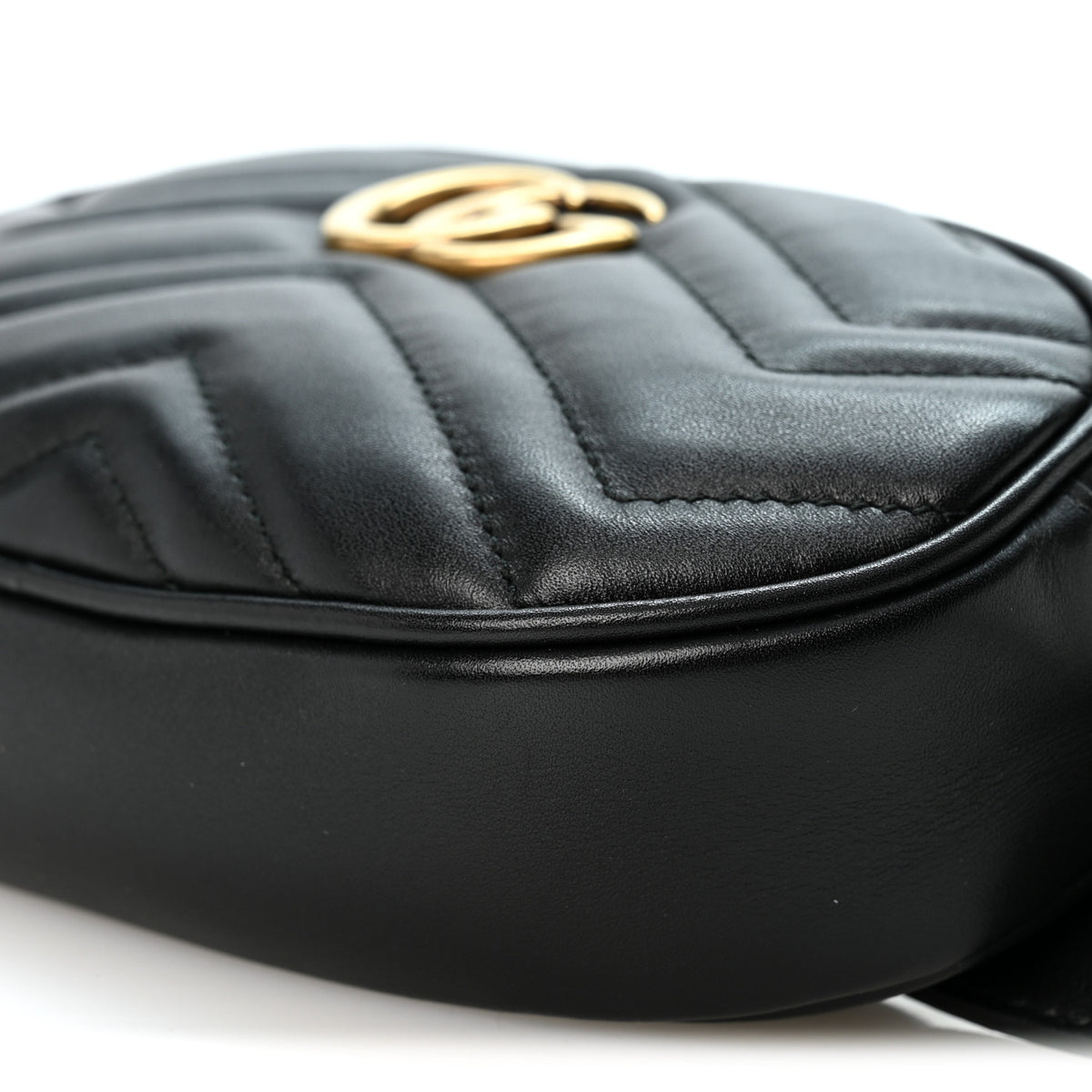 Gucci Calfskin Matelasse GG Marmont Belt Bag 75 30 Black 9 of 10