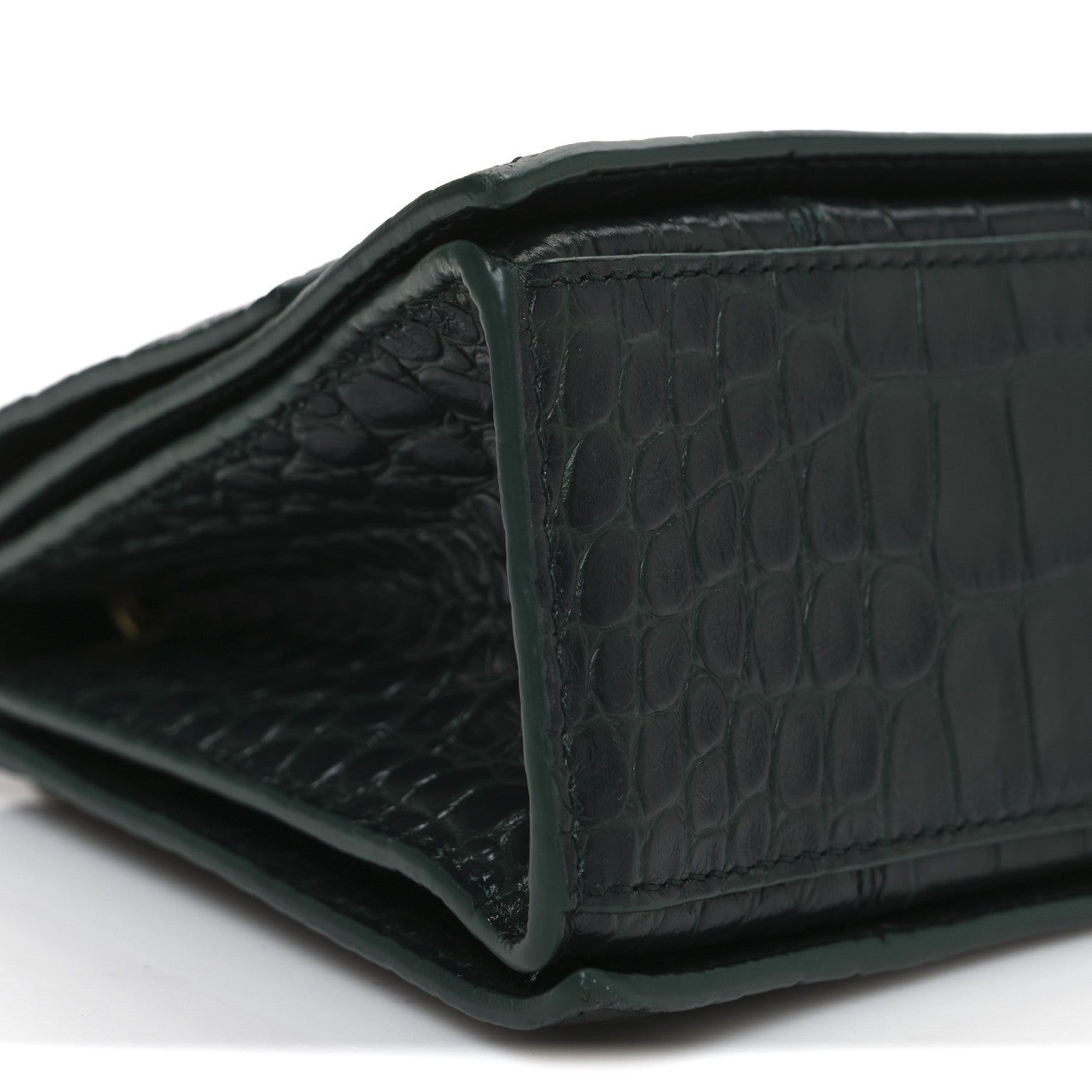 Balenciaga Extra Supple Calfskin Crocodile Embossed Small Crush Chain Bag Dark Green Bottle 9 of 10