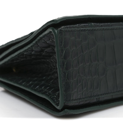 Balenciaga Extra Supple Calfskin Crocodile Embossed Small Crush Chain Bag Dark Green Bottle 9 of 10