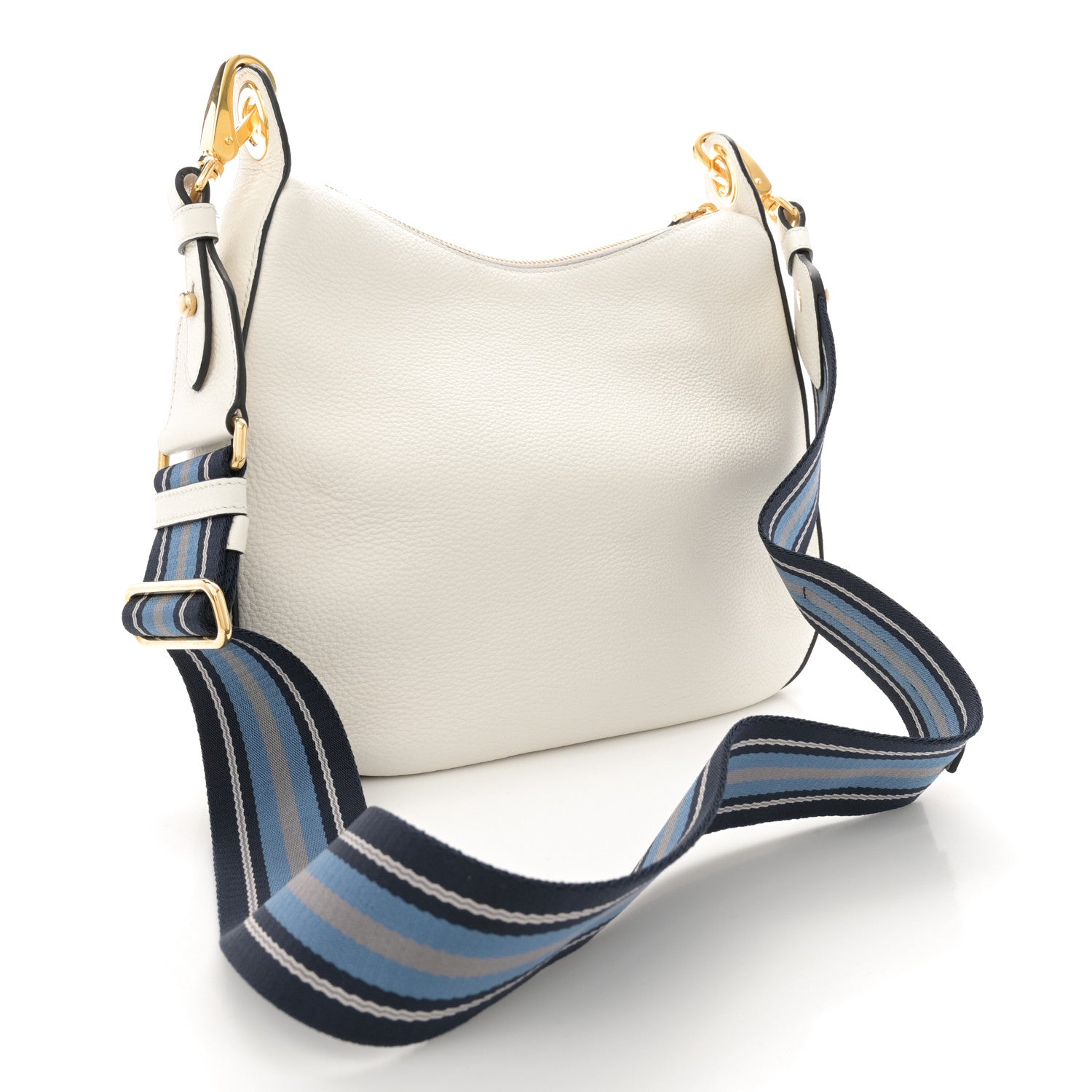 Prada Vitello Phenix Zippered Messenger Hobo White 3 of 10