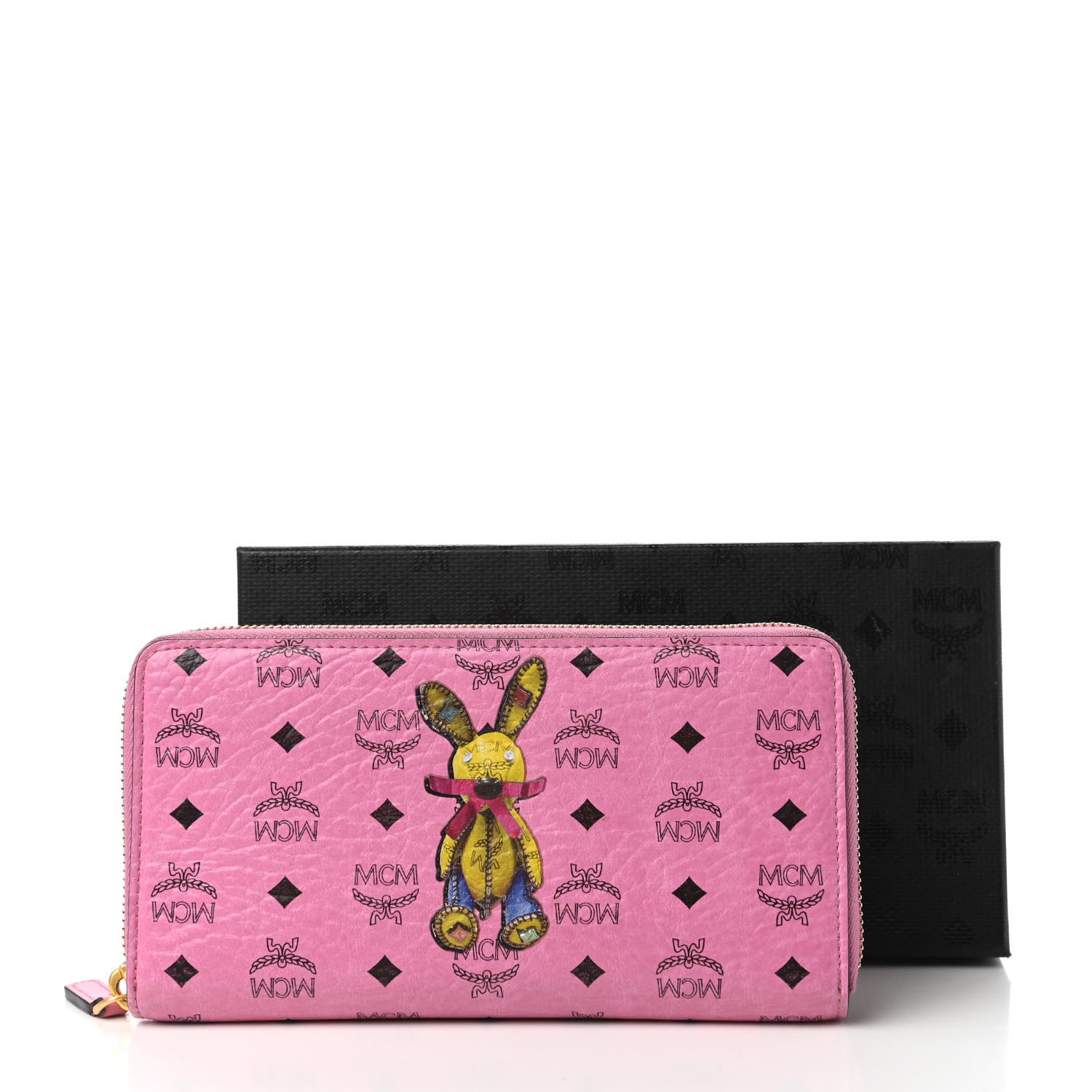MCM Visetos Rabbit Zip Around Large Wallet Pink 11 of 11