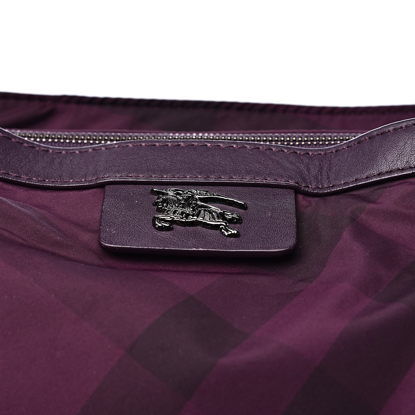 Nylon Check Small Buckleigh Packable Tote Purple