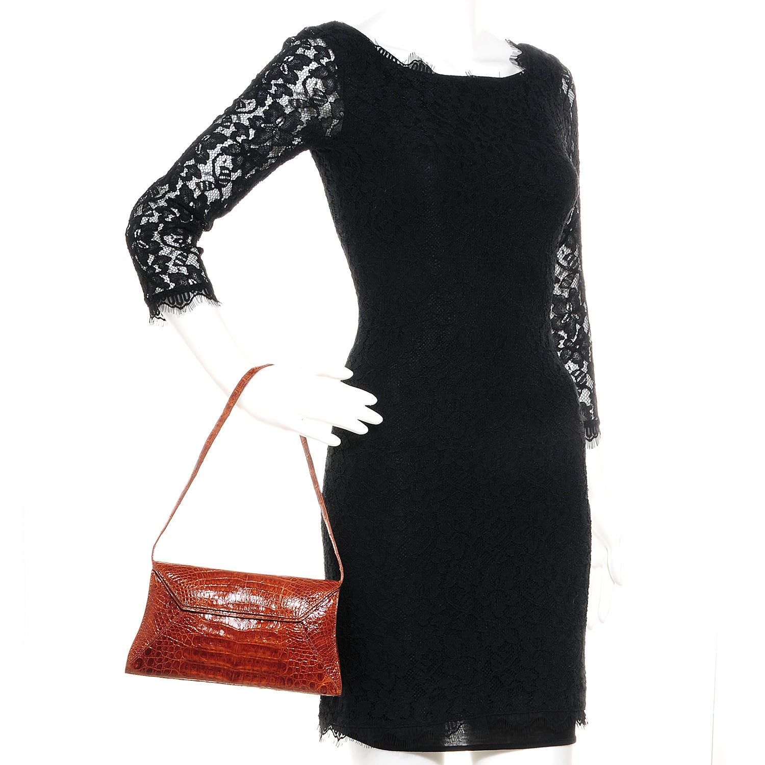 Nancy Gonzalez Crocodile Envelope Clutch Brown 2 of 7