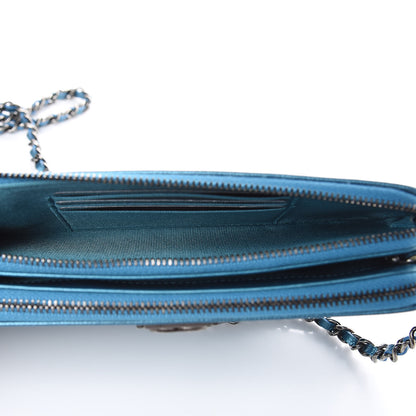 Chanel Metallic Caviar Quilted Small Boy Clutch With Chain Turquoise 5 of 11