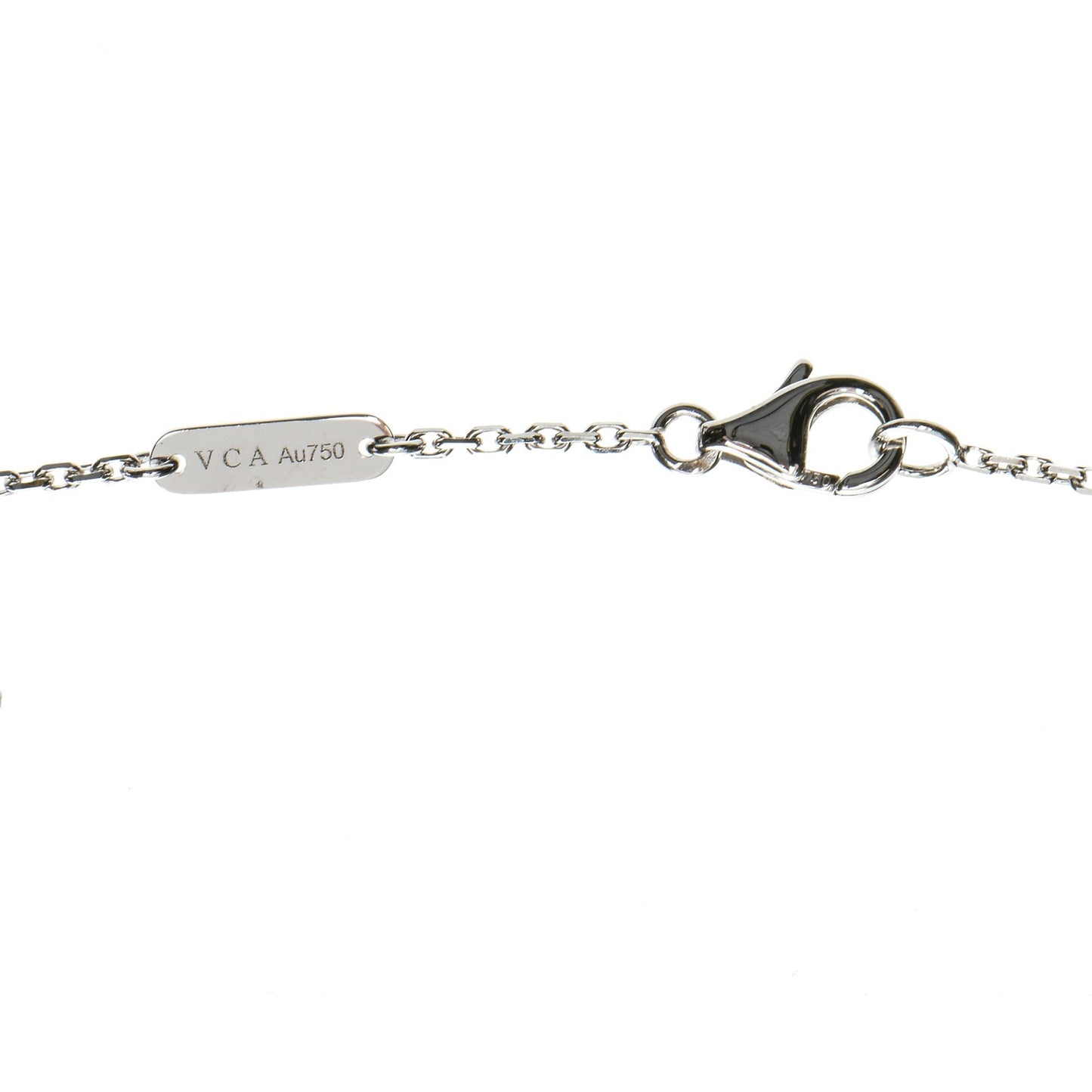 18K White Gold Mother of Pearl Vintage Alhambra Pendant Necklace