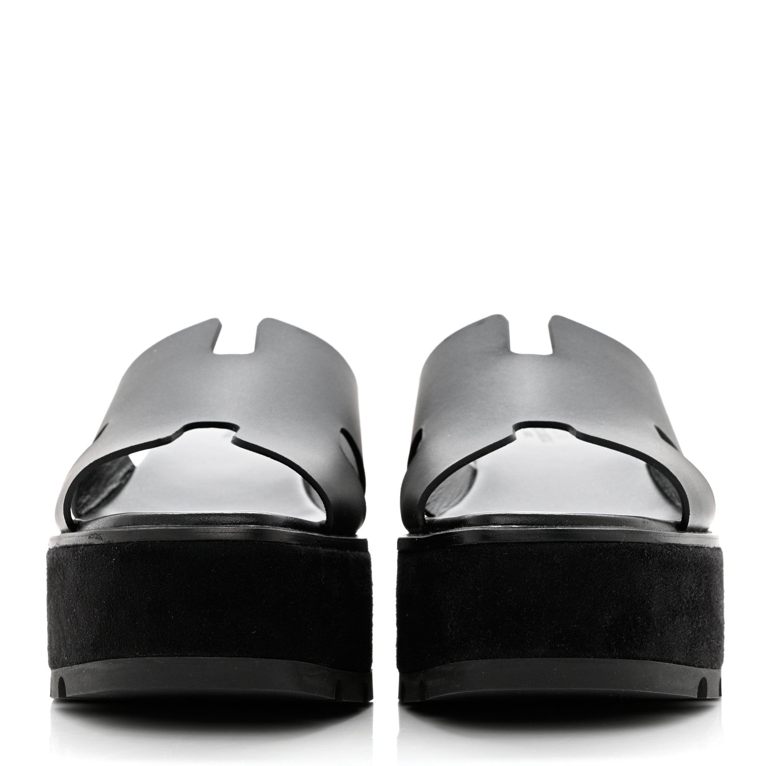 Hermes Calfskin Suede Eze 30 Sandals 38 Black 2 of 12