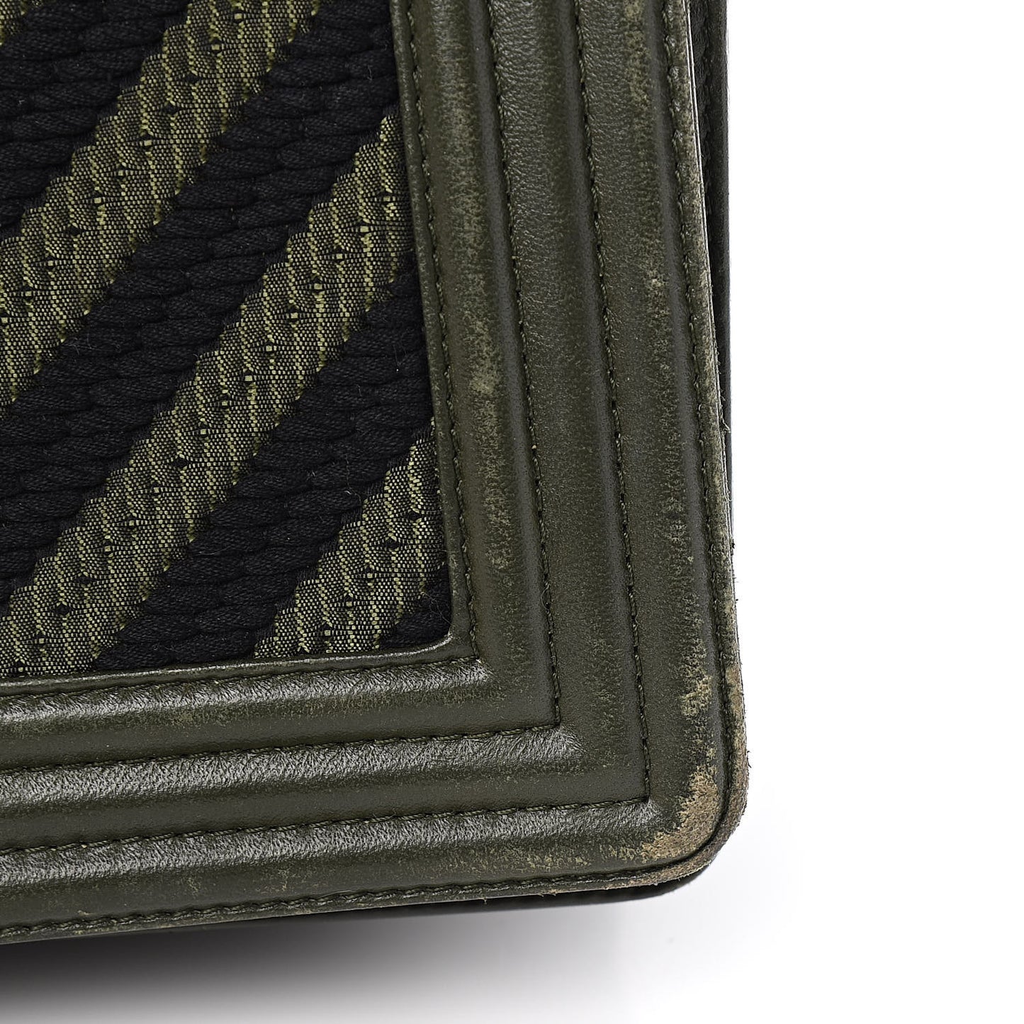 Fabric Chevron Braided Medium Boy Flap Black Dark Green