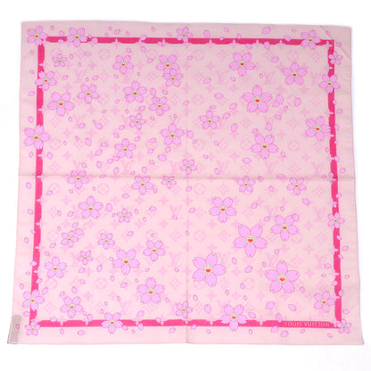 Louis Vuitton Cotton Monogram Cherry Blossom Square Scarf Pink 2 of 5