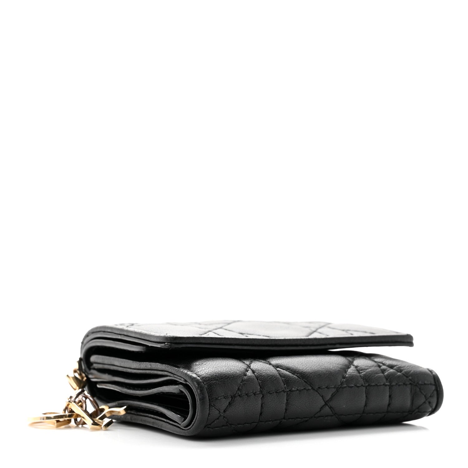 Christian Dior Lambskin Cannage Lady Dior Lotus Wallet Black 4 of 6
