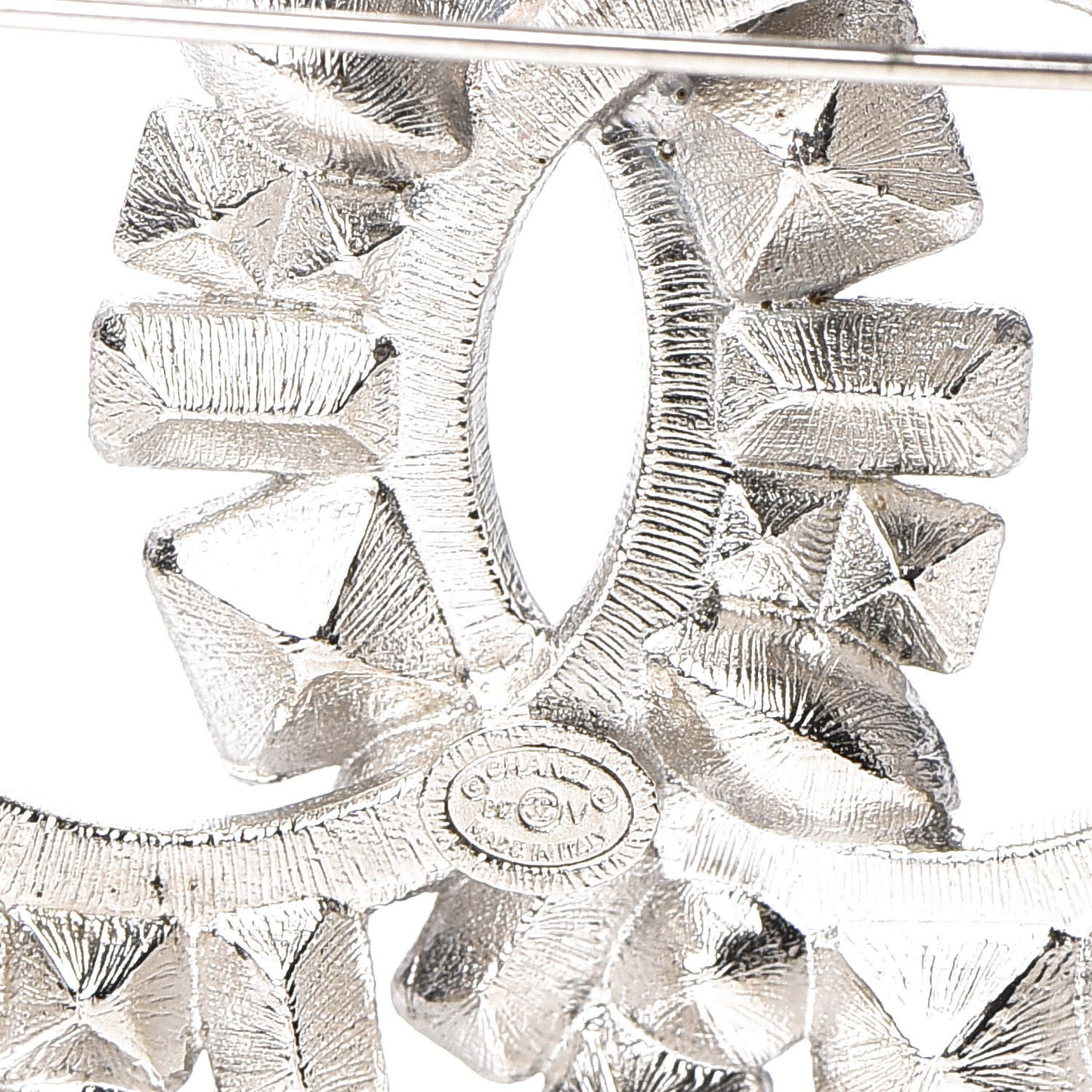 Baguette Crystal CC Brooch Black Silver