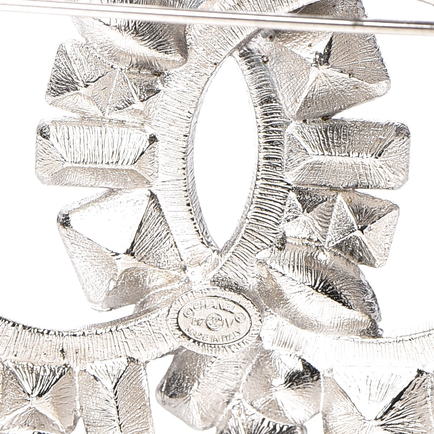 Chanel Baguette Crystal CC Brooch Black Silver 3 of 4