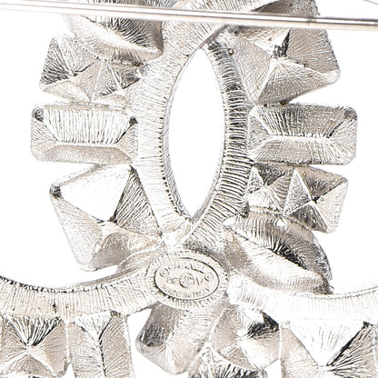 Chanel Baguette Crystal CC Brooch Black Silver 3 of 4