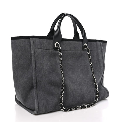 Chanel Canvas Sequin Medium Deauville Tote Charcoal 3 of 10