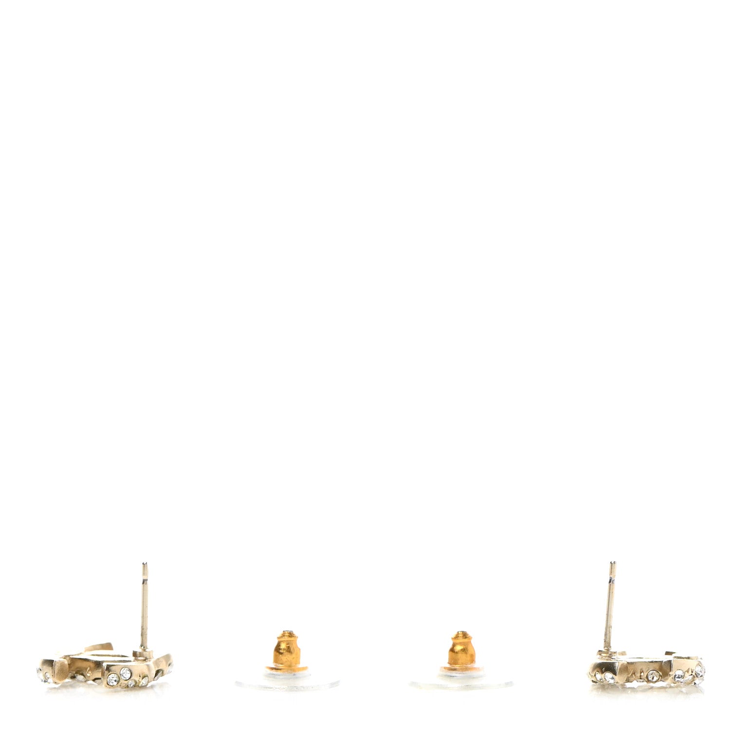 Chanel Crystal CC Earrings Gold 4 of 4