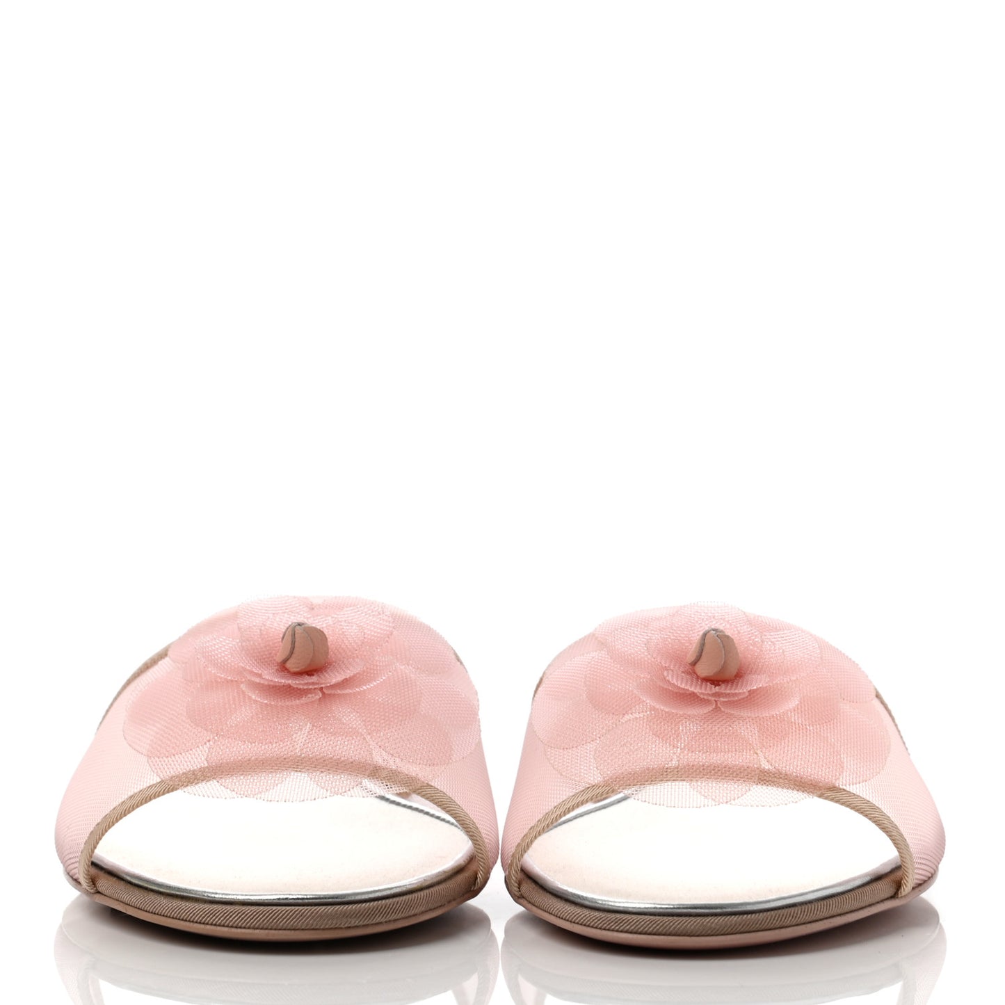 Mesh Grosgrain Camellia Sandal Mule 37 Pink