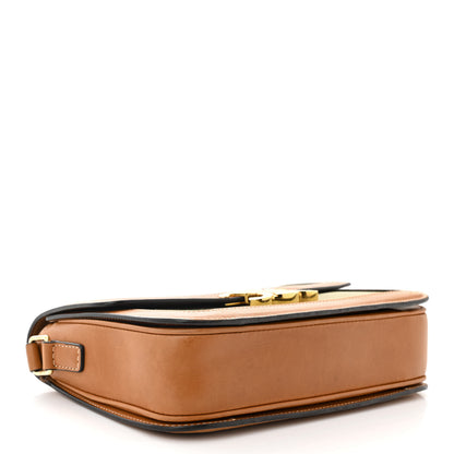 Celine Textile Natural Calfskin Classique Triomphe Khaki Tan 4 of 12