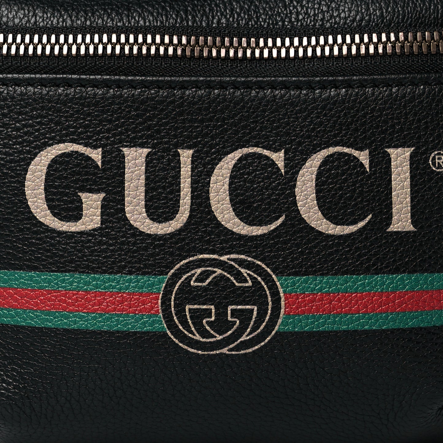 Grained Calfskin Small Logo Belt Bag Black