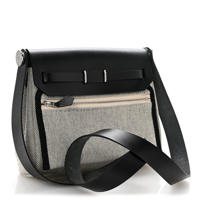 Hermes Military Toile Vache Hunter Herbag Zip Retourne 20 Ecru Black 3 of 15