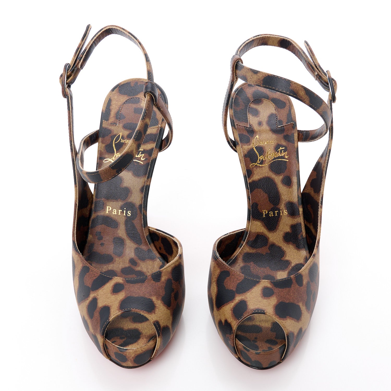 Christian Louboutin Calfskin Leopard Jenlove Alta 120 Pumps 39 Brown 2 of 10