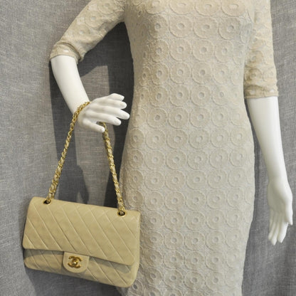 Chanel Lambskin Medium Double Flap Beige GHW 3 of 12
