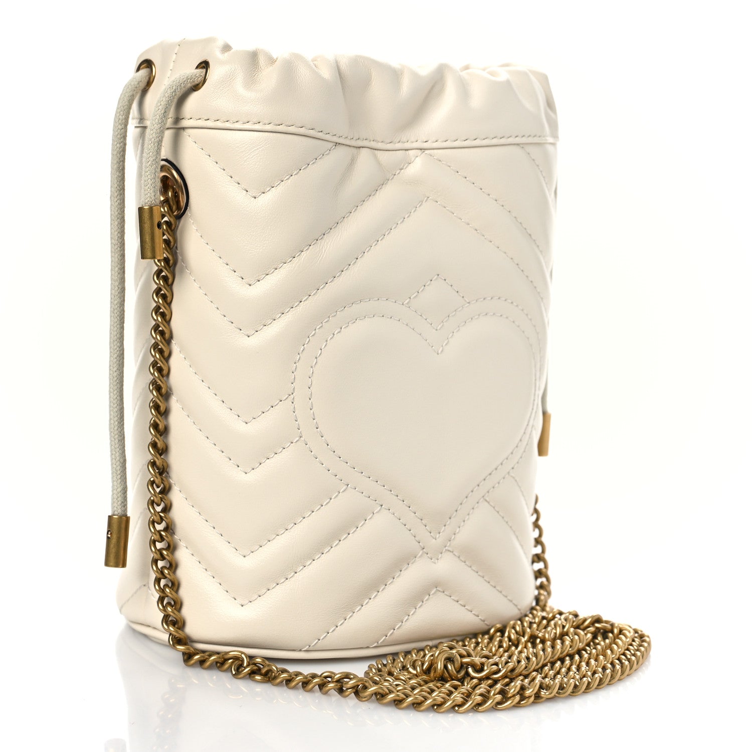 Gucci Calfskin Matelasse Mini GG Marmont 2.0 Bucket Bag White 3 of 9