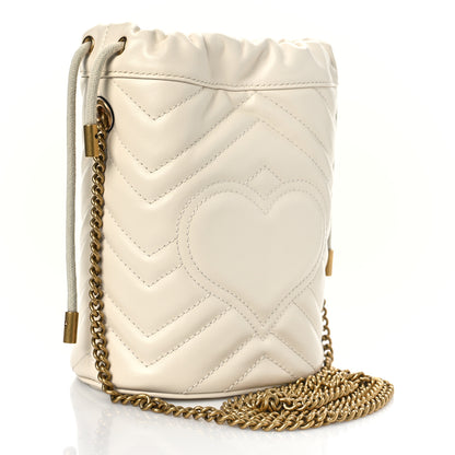 Gucci Calfskin Matelasse Mini GG Marmont 2.0 Bucket Bag White 3 of 9