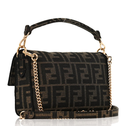 Fendi Fabric Jacquard FF 1974 Mini Baguette Tobacco Moro Black 3 of 8