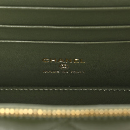 Chanel Shiny Crumpled Calfskin Quilted Pick Me Up Vanity Case Khaki 8 of 11