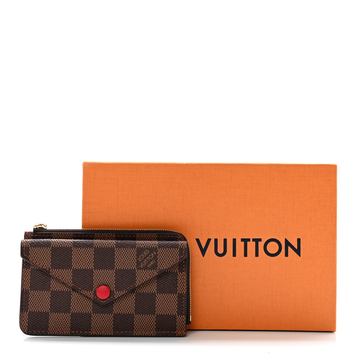 Damier Ebene Recto Verso Card Holder Red