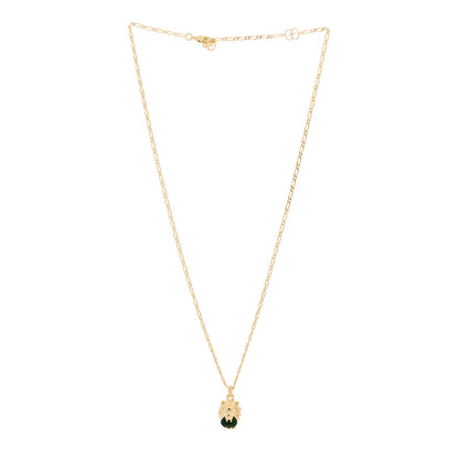 Gucci 18K Yellow Gold Diamond Chrome Diopside Lion Head Necklace 4 of 8